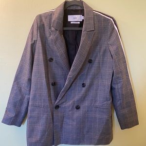 CLOSED Grey Plaid Blazer with Pinstripe Sleeves
